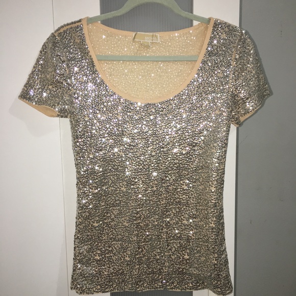 Michael Kors sequin scoop neck top. - Picture 1 of 6